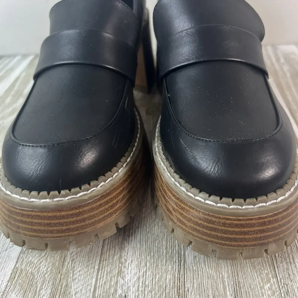 MIA Dahlia Shoes Chunky Platform Loafers 9 Black Dark Academia Goth Lug Sole